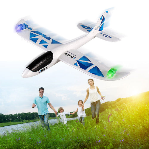 Foam Throwing Glider Inertia Led Night Aircraft Toy Hand Launch Airplane Model