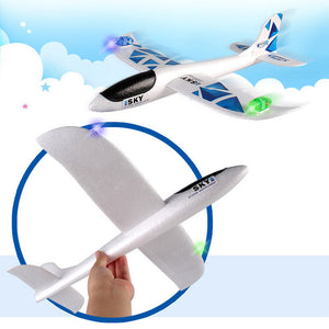 Foam Throwing Glider Inertia Led Night Aircraft Toy Hand Launch Airplane Model